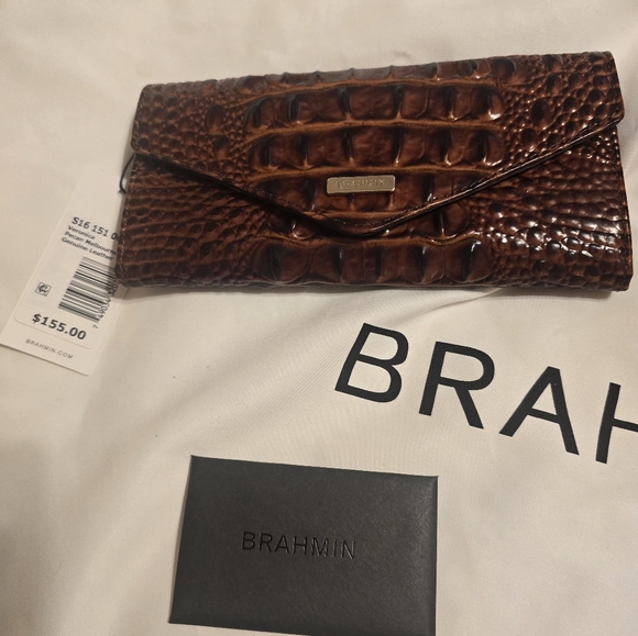 Brahmin Elisa Pecan Melbourne Dust Cover + Wallet Brand New - Picture 7 of 10